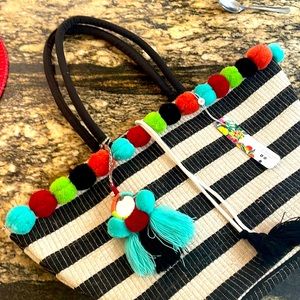 America and Beyond Fashion Pom Pom tote